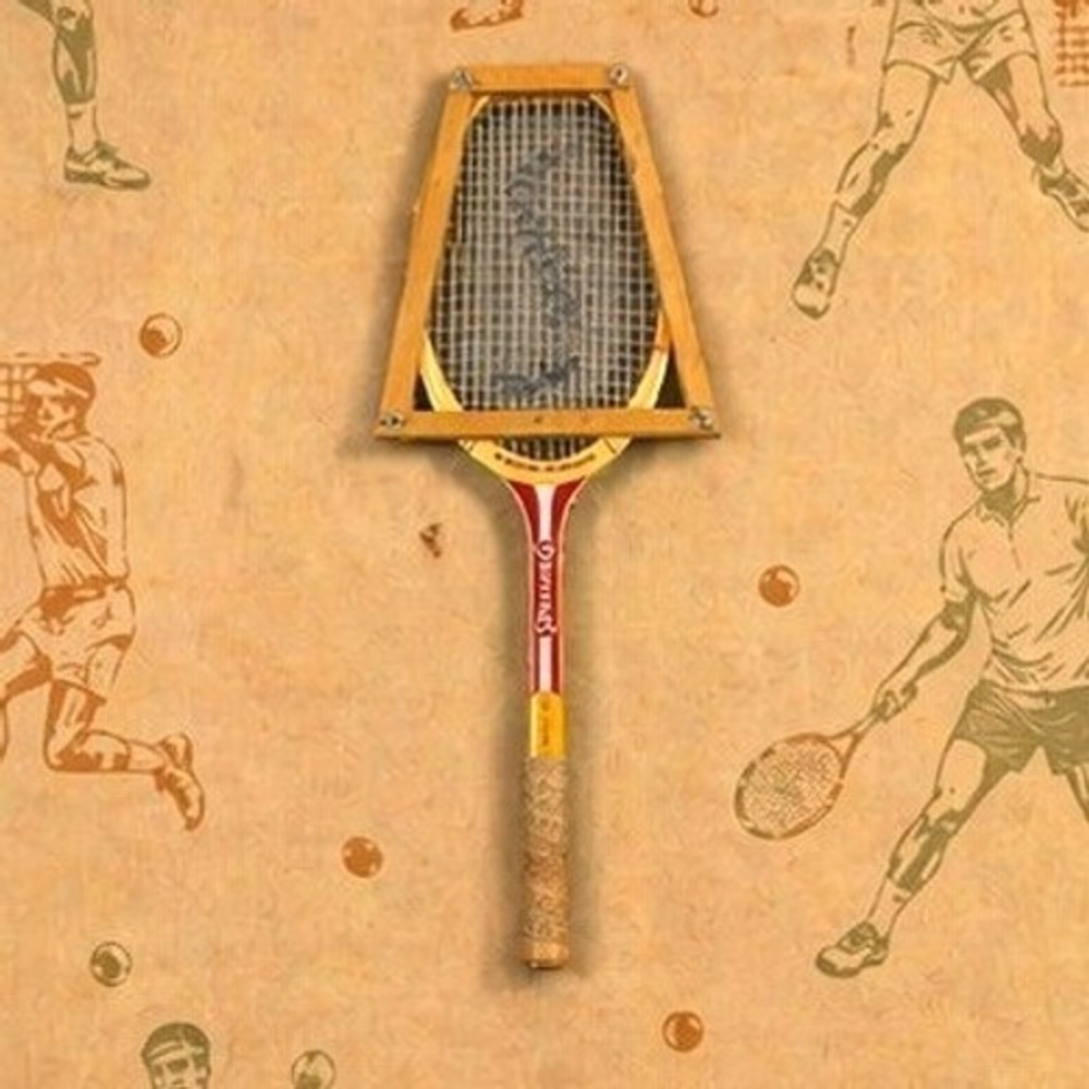 VTG 70's Pancho Gonzalez Spalding Wooden Tennis Racket w/Press MCM Decor‎ USA